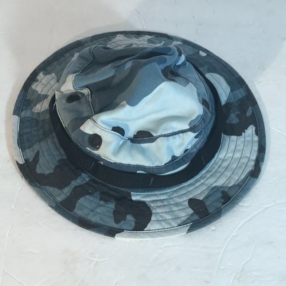 Military Blue Camo Camouflage Cap Bucket Hat - Picture 2 of 6